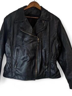 Women's Black Leather Moto Jacket